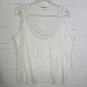 Coldwater Creek White Crochet Detail Blouse